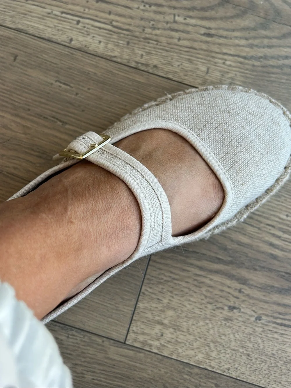 Old Navy Canvas Mary Jane Espadrille Flats with Gold Buckle